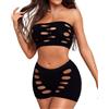 RSLOVE Set lingerie sexy da donna, a rete, da scavare, mini abito intimo, Nero , Taglia unica