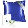 townssilk Federa seta cuscino,100% naturale seta di gelso 19momme,doppia faccia,benefica per capelli e pelle,ipoallergenica,cerniera nascosta,1 pz,50x50cm,Royalblue