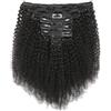 Luovce Extension di capelli veri con clip, capelli umani afro, ricci, 3c4a, ricci stretti, colore naturale, 8 pezzi, 115-120 g, 25,4 cm