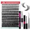 FADVAN Ciglia Finte Ciuffetti Naturali D Curl - 4PCS Ciglia Extension Kits con Bond Seal Remover e Pinzette - 60D Lash Clusters - Ciuffetti Ciglia(0.07mm,Mix 8-16mm)