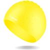 JIMJOOS Cuffia da nuoto per bambini dai 3 ai 14 anni, in silicone, antiscivolo, elastica, impermeabile, resistente, inodore, con custodia protettiva, colore giallo, 9-14 anni