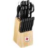 Bergner Manici neri Ceppo di legno spesso 1,2 - 1,5 mm Ceppo di coltelli in acciaio inox 15 pezzi Bergner RB-2528