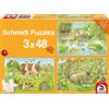Schmidt Spiele Puzzle 3x48T. Famiglie di animali