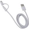 Muvit, cavo 2 in 1 Lightning e Micro USB Spring Cable per ricarica e sincronizzazione, 1 m, bianco