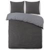 Vision Set di biancheria da letto VISION Flanella bicolore - 1 copripiumino 240 x 260 cm + 2 federe 65 x 65 cm - grigio antracite