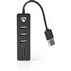 Nedis Hub USB | USB A maschio | USB-A femmina | 3 porte | Alimentazione USB | SD e MicroSD / 3 porte USB