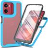 RonRun Cover Motorola Moto E15/G25/G15/G05, Antiurto 360 Gradi Full Case con Protezione per Schermo Incorporata, Trasparente Rugged TPU Bumper Doppia Protettiva Case Azzurro
