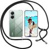 ISOI Cover con Cordino per Xiaomi Poco X7 Pro, Custodia Trasparente con Collana Tracolla Laccio Collo Ultra Sottile Morbido TPU Silicone Antiurto AntiGraffio Antiscivolo Case, Nero