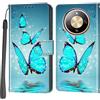 PHINIENLAND Cover per Honor Magic8 Lite PU Pelle Custodia Flip Turquoise