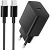 Kndaa 45W USB C Caricabatterie per Samsung, 45W Caricatore USB C Rapido per S25/S24 Ultra/S24/S23+/S23/S22/Note 20, 45 Watt Caricatore Tipo C per iPhone 16/15, Tipo C Spina con 100W Cavo Type-C 2M - Nero