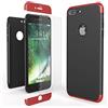 NALIA Custodia Integrale compatibile con iPhone 7 Plus, Cover Protettiva Fronte e Retro & Vetro Temperato, Case Rigida Protezione Telefono Cellulare Bumper Sottile, Colore:Rosso Nero