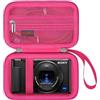 Elonbo Custodia per Sony ZV-1 / ZV-1F / ZV-1 II Fotocamera Digitale, 4K Video Streaming Camera Hard Travel Storage Cover Holder, Tasca Mesh si Adatta Alla Scheda di Memoria del Caricabatteria. Lampone