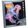 Diamantiny Level Up - Jelly Fishes - Quadro Meduse con Sfondo di Velluto