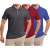 Geyuwoz Pacco da 3 Polo Uomo Manica Corta Cotone Golf Tshirt Sportiva Traspirante Poloshirt Basic T-Shirt Estate Polos per Uomo Casual Outdoor Rosso Blu Grigio Scuro M