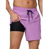 Arcweg Costume da Bagno da Uomo con Boxer Slip Foderato Pantaloncini da Bagno Fodera a Compressione 2 in 1 Pantaloncini da Spiaggia con Tasca con Cerniera Surf Kaki XL(EU)