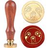 Hobbspring 1 timbro a forma di zampa di gatto, in stile vintage, 25 mm, con testa in ottone rimovibile, con manico in legno, per inviti, busta, regalo, decorazione di nozze