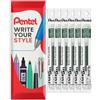 Pentel Energel - Ricarica per penna LR7 BL77/BL57/BL37, punta in metallo, 0,7 mm, confezione da 6 (Verde foresta)
