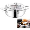 BAIFULAI Pentola per friggere in stile giapponese: 304 in acciaio inox con colino, 2,2 l friggitrice con termometro, superficie lucidata a specchio Tempura, friggitrice per patatine fritte, ali di pollo e