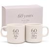 Widdop and Co Widdop & Co - Set di 2 tazze in gres porcellanato per coppie sposate, 60 anni, con scritta Mr and Mrs, per 60° anniversario di matrimonio