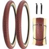 SIMEIQI Pneumatico per bici da 26 pollici, 26 x 2,35 59-559, pieghevole, compatibile con pneumatici ibridi per bici da strada da 26 x 2,25, 26 x 2,30, 26 x 2,35, 26 x 4,0 (marrone con parete laterale crema)
