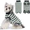 Pawsailor Body Post Operatorio Cane a Righe Tuta Chirurgica per Cani Femmina Maschio Morbido Cotone Tutina Body Chirurgico Cane Maglietta Medica per Cuccioli, Protezione delle Ferite, Nero XL