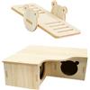 DGHEGDUI 1 Pezzo di Tre Camere da Letto Casa in Legno, 1 Pezzo di Altalena, Pet Casa in Legno, Animale Gioca Puntelli, Carino Dormire Nido per Criceti.