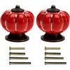 Mgoodoo Pomelli per mobili in ceramica, motivo: zucca, 2 pezzi, colore: rosso
