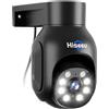 Hiseeu Telecamera Wi-Fi Esterno 360 Gradi 2K Visione Notturna a Colori, 2.4G WiFi 5MP PTZ Telecamera Sorveglianza Esterno,Tracciamento Auto,Rilevamento del Umano, Allarme Sirena Lavora con Alexa