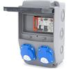 ELS Elektrotechnika Splitter di corrente da cantiere 6NO 2 x 230 V + LS e FI cablato (2 x 230 V + 1 x LS C16 + FI40 + contatore elettrico)