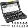 Behogan Set di estrattori per dadi, 14 pezzi, 6,35 - 19 mm, set di estrattori per dadi, set di attrezzi per la rimozione di viti danneggiate