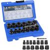 PRITOK Set di estrattori per dadi da 14 pezzi, set di estrattori per viti a spirale, estrattore per la rimozione di dadi danneggiati, arrugginiti (6,35 - 19 mm) (blu)