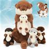 OUOZZZ - Lontra di peluche e orsetto lontra madre e bambino - 38 cm, realistico animale marino in peluche, ultra morbido e accogliente, creatura marina perfetta come regalo di compleanno o per neonato