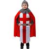 I LOVE FANCY DRESS LTD Childs costume crociato cavaliere medievale ST George tunica + mantello rosso + copricapo Lionheart King Arthur - ragazzi costume da cavaliere, misure: S, M, L e XL