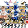 BuzzoXerex 5 Piani Garage Mmacchine per Bambini, Parcheggio Macchinine con 14 Autos e 2 Elicottero, Giocattolo Auto Garage con Ascensore e Rampe, Idea Regalo per Bambini 5 6 7 8 9 Anni (Polizia)