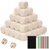 Touosy 60 Pezzi Dadi D6 non Verniciati Dadi 6 Facce con Borsa con Coulisse e Adesivo a Pois Colorati Cubo Legno di Legno Vuoti per Artigianato Fai da te Puzzle e Progetti Creativi (20 MM)