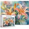 Tucocoo Puzzle di Fiori di Giglio - 1000 Pezzi per Adulti, Acquerello Paesaggio Floreale, Impegnativi Giochi di Attività Familiari 68,6 x 50,8 cm, Fai da Te per Regali