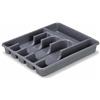 PARENCE. Vassoio per posate a 6 scomparti - Organizzatore di cassetti in plastica grigio - Deposito posate 30x35x4,5 cm
