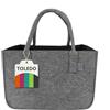 IDEA HOME Borsa in Feltro Shopper Toledo Nero Grigio 30L Borsa Grande Spesa Organizer Cesto Legna Camino