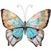 DRW Decorazione da parete di una farfalla in metallo e madreperla in beige, blu e nero 30,5 x 45,5 x 3 cm