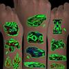 CHARLENT Tatuaggi Luminosi a Tema Auto da Corsa per Bambini - 24 Fogli di Tatuaggi Temporanei che Brillano al Buio per Feste di Compleanno