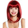 WIG ME UP - VK-49-139 Parrucca donna Altezza spalle Liscia Bob lungo Frangetta Rosso Rosso granata