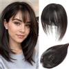 SEA SINGING Toupet in capelli umani per donne con ciuffo, cuciti a mano con copertura 360° 3D, naturali per capelli sottili - Parrucche per donne (Marrone scuro)