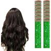Vordpe Lot De 12 Extensions à Clipser En Forme De Guirlandes De Cheveux,MèChes ColoréEs De 55 Cm, Ensemble D'Extensions De SynthéTiques RéSistantes à La Chaleur (Verde)