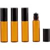 BLeezm 5 ml Roll On Vuoto per Oli Essenziali - 4Pcs Marrone Bottiglie Vuote in Vetro, con Sfera in Acciaio Inossidabile, Boccette Vetro per Aromaterapia, Profumi, Oli Essenziali e Cosmetici