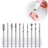 hankousi Set di 10 punte diamantate professionali, lime per trapano per unghie in gel acrilico e unghie naturali, strumenti per manicure e pedicure