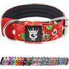 TSPRO Collare per Cani, Collare Tattico Regolabile con Fibbia in Metallo Robusto, Larga 3,3 cm, Resistente e Spesso per i Cani Piccoli (Rosso Natale S)
