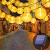 Lezonic Ghirlanda di luci a energia solare per esterni, 8 metri, 30 LED, 8 modalità, impermeabile, illuminazione solare per giardino, balcone, cortile, Natale, decorazione per feste (bianco caldo)