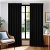 Deconovo Tende Oscuranti 100% con Nastro Arricciatore - Set di 2 Pannelli 140x160 cm Nero, Tende per Interni Moderne per Camera da Letto e Soggiorno