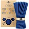 Danilovo Candele in cera d'api 50 pezzi (Blu) - Candele ortodosse preghiera, rituali, decorazione tavola - Senza fuliggine, senza gocce, stoppino cotone (Altezza 16 cm)