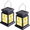LEKEFETO Lanterna solare da giardino - Lampada solare sospesa con LED bianco caldo - Set di 2 luci decorative da giardino